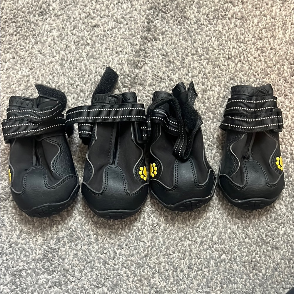 Black Reflective Strap Dog Boots - Set of 4